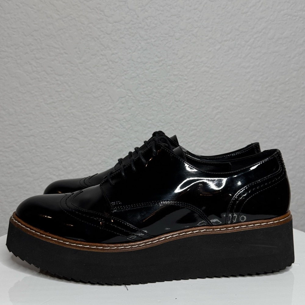 SHELLYS LONDON TOMMY BLACK PATENT PLATFORM OXFORDS - Picture 5 of 15